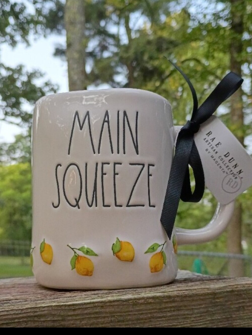 Rae Dunn Cream Mug with Yellow Lemons - MAIN SQUEEZE- NEW W/TAGS
